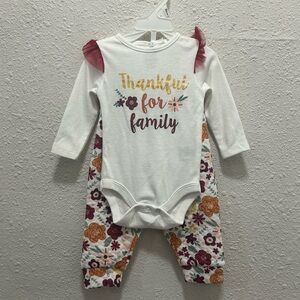 Chick Pea Girls Thanksgiving Outfit "Thankful for Family" 3-6 Months
